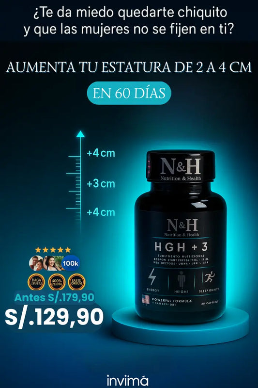 HGH3™ Aumenta hasta 3 a 5 cm en 60 días